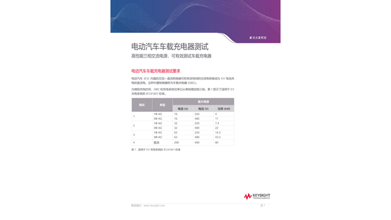 电动汽车车载充电器测试